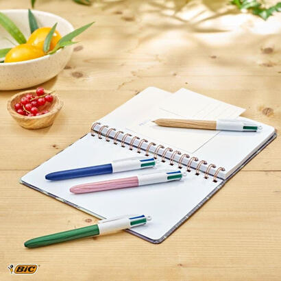 bic-4-colours-wood-style-expositor-de-30-boligrafos-de-bola-retractiles-punta-media-de-10mm-tinta-con-base-de-aceite-diseno-made