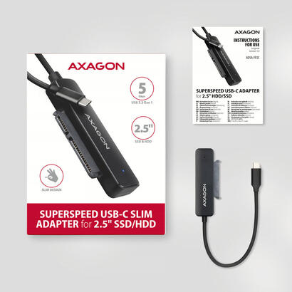 axagon-adsa-fp2c-usb-c-5gbps-sata-6g-25-ssdhdd-slim-adapter-adapter-digitaldaten-tarjeta-y-adaptador-de-interfaz