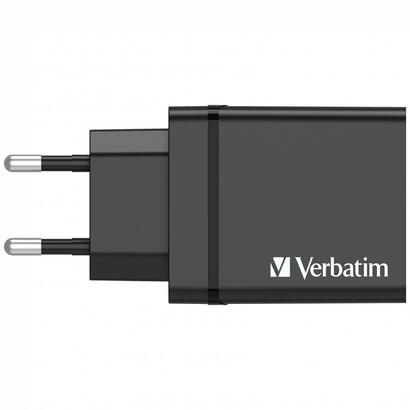 verbatim-cargador-chr-30eu1-30w-gan-negro-2x-usb-a-1x-usb-a-qc-1x-usb-c-pd