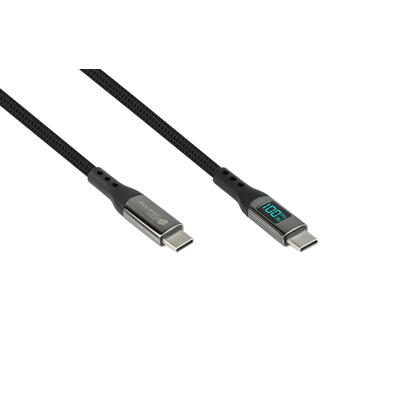 goodconnections-usb-c-20-st-st-1m-anschlusscable-mit-digitalanzeige-textilmantel-100w-schwarz