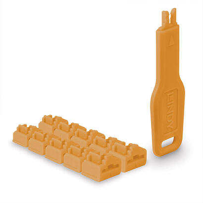 lindy-cerradura-de-puerto-rj45-10-piezas-con-llave-naranja-codigo-naranja-47879