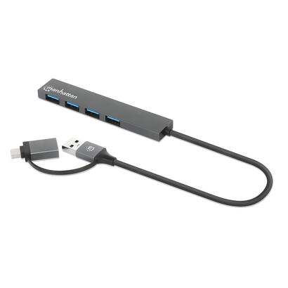 manhattan-181006-hub-de-interfaz-usb-32-gen-1-31-gen-1-type-a-5000-mbits-gris