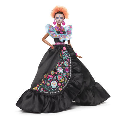 muneca-mattel-barbie-signature-dia-de-muertos-2024-coleccionable-con-vestido-negro-con-volantes-hrm72