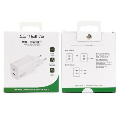 cargador-4smarts-pdplug-dual-45w-gan-2c-blanco