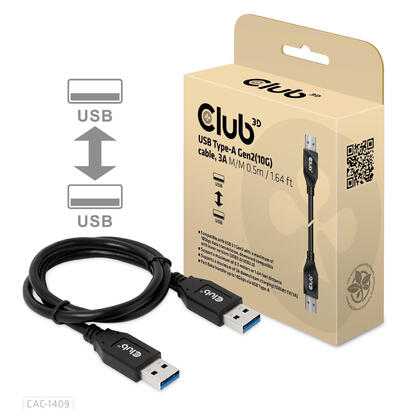 club3d-cac-1409-cable-usb-usb-32-gen-2-31-gen-2-05-m-usb-a-negro
