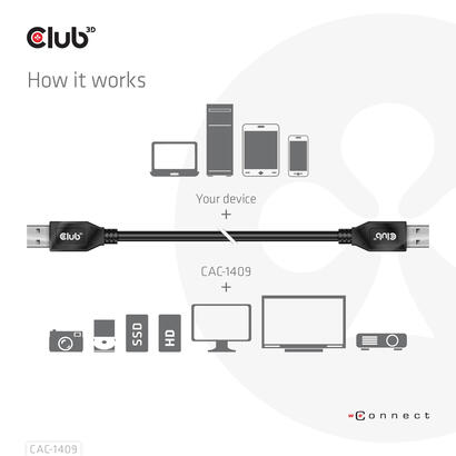 club3d-cac-1409-cable-usb-usb-32-gen-2-31-gen-2-05-m-usb-a-negro