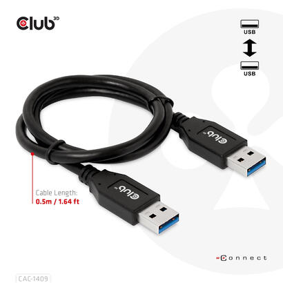 club3d-cac-1409-cable-usb-usb-32-gen-2-31-gen-2-05-m-usb-a-negro
