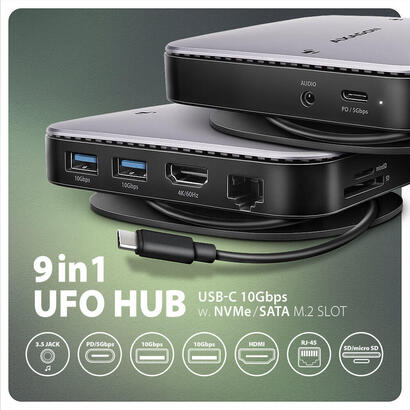 hub-hmc-ufo-wieloportowy-9in1-usb-c-32-gen-2-10gbps-hdmi-m2-nvmesata-audio-pd100w-microsd-lan