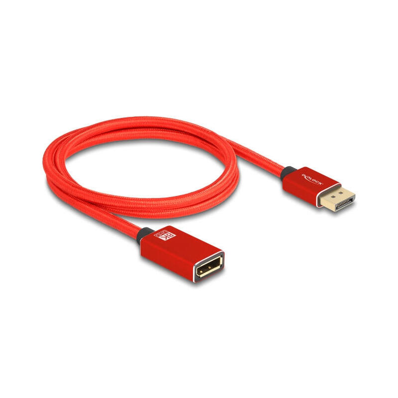 delock-displayport-verlngerungscable-8k-60-hz-1-m-rot-metall-ohne-einrastfunktion