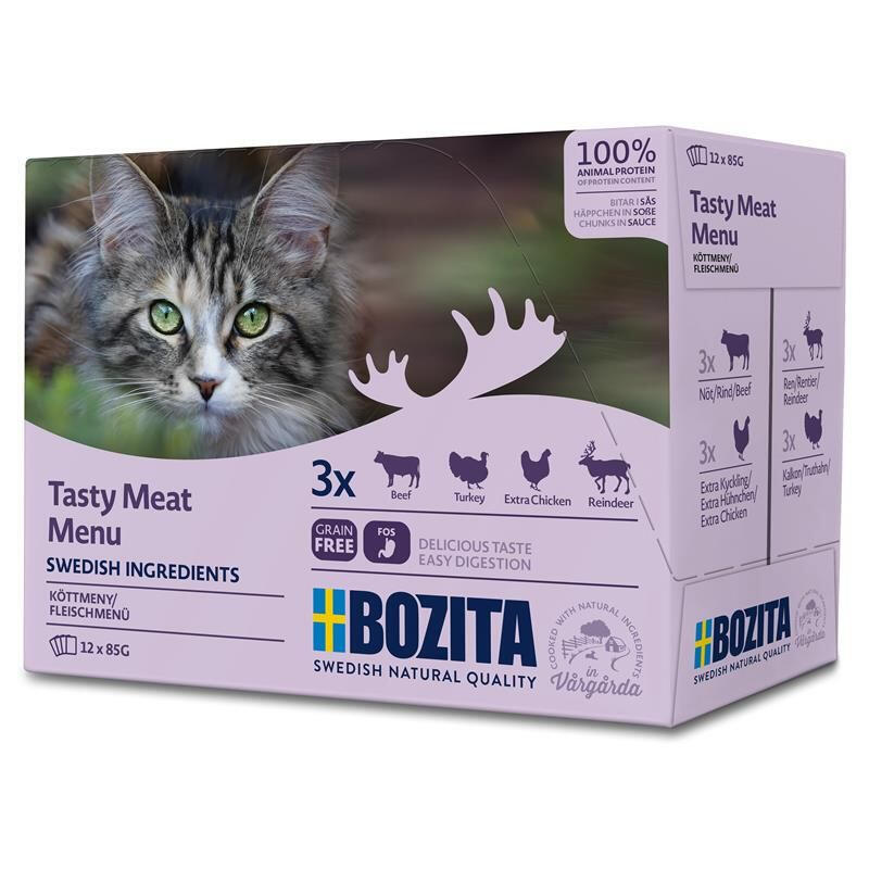 comida-humeda-para-gatos-bozita-tasty-meat-menu-12-x-85g