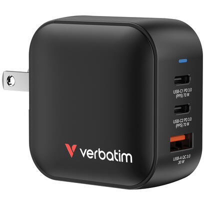 verbatim-mini-gan-charger-70w-2xusb-c-pd-1xusb-a-qc-30-32229