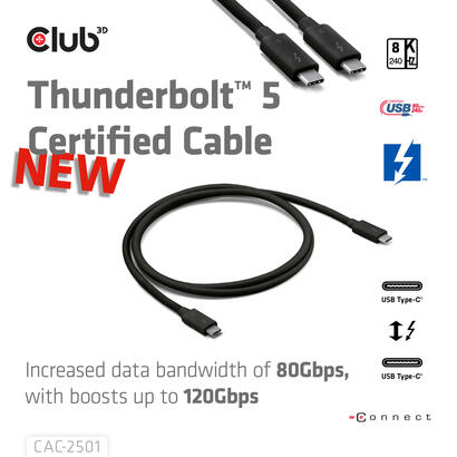 club3d-cac-2501-cable-thunderbolt-1-m-120-gbits-negro