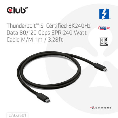 club3d-cac-2501-cable-thunderbolt-1-m-120-gbits-negro