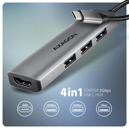 hmc-h3a-wieloportowy-hub-usb-4in1-5gbps-3x-usb-a-2x-usb20-1x-usb30-hdmi-4k30hz-metal-15cm-usb-c-kabel