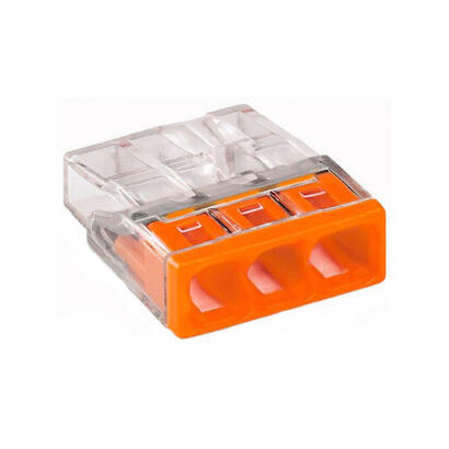 pack-de-100-unidades-conector-rapido-3-vias-o-maximo-25-mm-transparente-naranja
