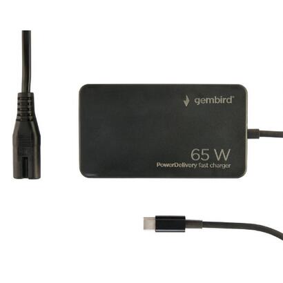 gembird-powerdelivery-gan-65w-usb-tipo-c-fast-charger-black
