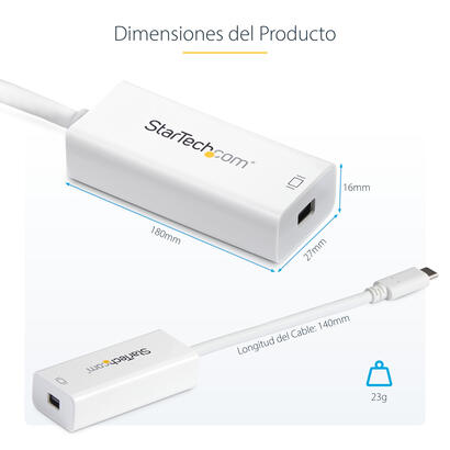 startech-adaptador-usb-c-a-mini-displayport-blanco