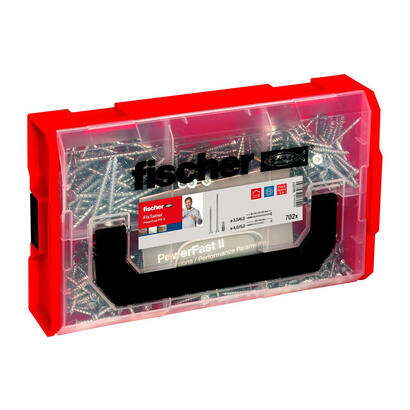 fischer-fixtainer-powerfast-ii-cabeza-avellanada-pz-juego-de-tornillos-702-piezas-rosca-parcial-y-total-galvanizado-562277