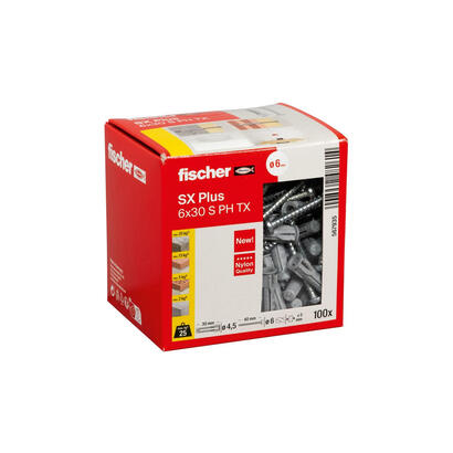 taco-fischer-sx-plus-6x30-ph-tx-gris-claro-100-piezas-con-tornillo-torx-567935