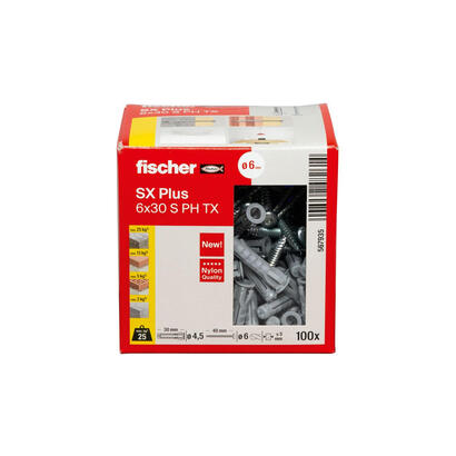 taco-fischer-sx-plus-6x30-ph-tx-gris-claro-100-piezas-con-tornillo-torx-567935