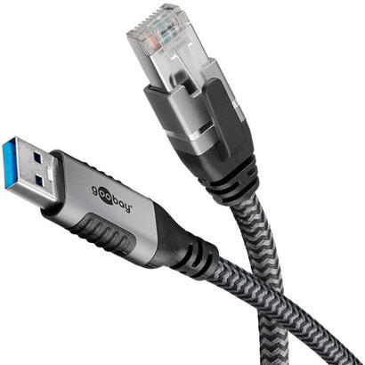 cable-de-goobay-ethernet-usb-a-32-gen1-plugs-rj-45-enchufes-adaptador-lan-negroplateado-75-metros-capa-textil-trenzada-70693