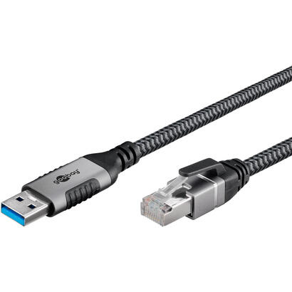 cable-de-goobay-ethernet-usb-a-32-gen1-plugs-rj-45-enchufes-adaptador-lan-negroplateado-75-metros-capa-textil-trenzada-70693