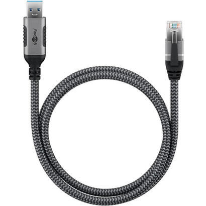cable-de-goobay-ethernet-usb-a-32-gen1-plugs-rj-45-enchufes-adaptador-lan-negroplateado-75-metros-capa-textil-trenzada-70693
