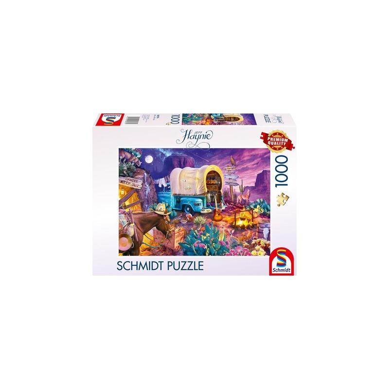 schmidt-spiele-jeff-haynie-camping-romantico-en-el-lejano-oeste-rompecabezas-de-1000-piezas-58576