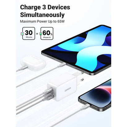 cargador-rapido-ugreen-nexode-usb-a2usb-c-65w-gan-tech-blanco