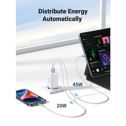cargador-rapido-ugreen-nexode-usb-a2usb-c-65w-gan-tech-blanco