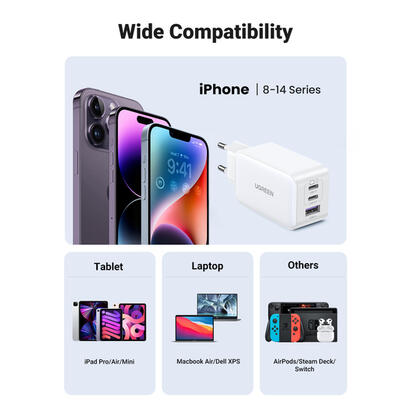 cargador-rapido-ugreen-nexode-usb-a2usb-c-65w-gan-tech-blanco
