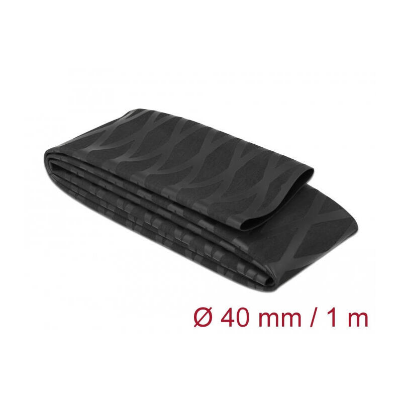delock-19602-tubo-termorretractil-negro-con-patron-en-x-antideslizante-de-1-m-x-40-mm