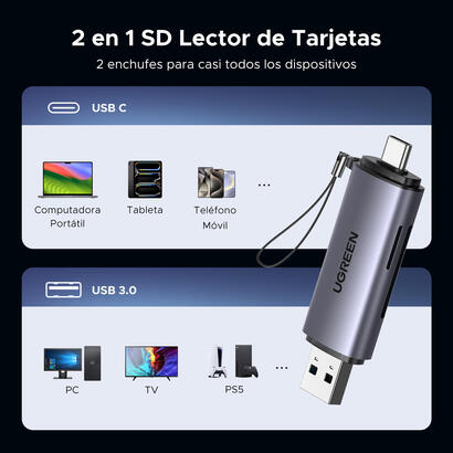 ugreen-50706-lector-de-tarjeta-usbmicro-usb-plata