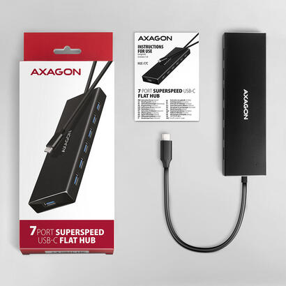 axagon-hue-f7a-7x-usb-32-gen-1-aluminium-flat-hub-30-cm-usb-c-cable