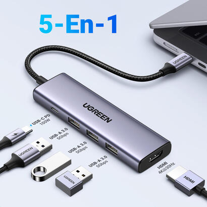 hub-ugreen-5in1-usbc-to-hdmi3usb-30-apd