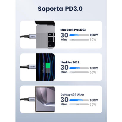ugreen-70427-cable-usb-1-m-usb-20-usb-c-negro-plata