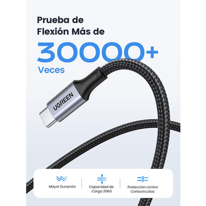 ugreen-70427-cable-usb-1-m-usb-20-usb-c-negro-plata