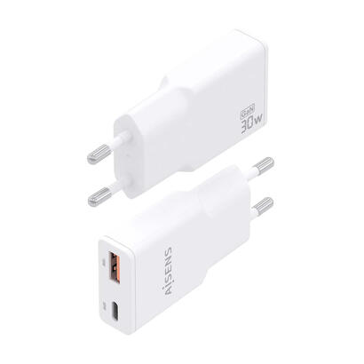 aisens-cargador-gan-ultra-delgado-30w-1xusb-c-pd30-qc40-1xusb-a-qc30-blanco