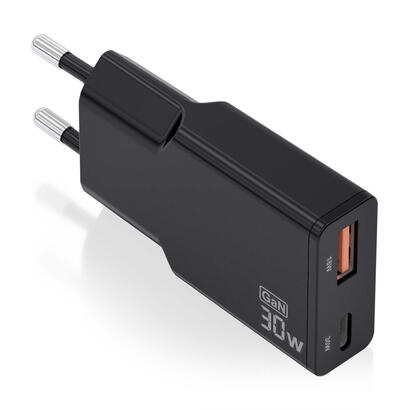 aisens-cargador-gan-ultra-delgado-30w-1xusb-c-pd30-qc40-1xusb-a-qc30-negro