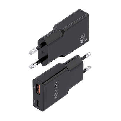 aisens-cargador-gan-ultra-delgado-30w-1xusb-c-pd30-qc40-1xusb-a-qc30-negro