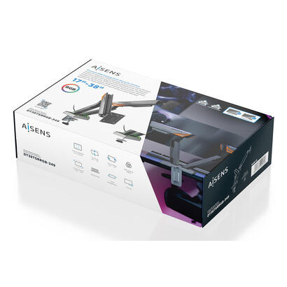 aisens-soporte-de-mesa-rgb-gaming-contrapeso-giratorio-e-inclinable-para-monitortv-16kg-3-pivotes-2-brazos-de-17-38-negro-gris