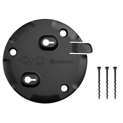 placa-de-ensamblaje-de-aquaprecise-de-gardena-sobre-el-suelo-soporte-negro-para-el-sistema-de-riego-acuaprecise-16022-20