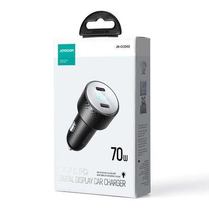 ladowarka-samochodowa-2x-usb-c-70w-z-wyswietlaczem-led-joyroom-jr-ccd02-czarna
