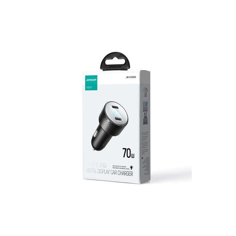 ladowarka-samochodowa-2x-usb-c-70w-z-wyswietlaczem-led-joyroom-jr-ccd02-czarna