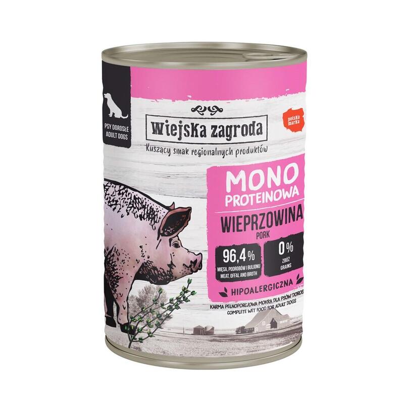 wiejska-zagroda-mono-protein-pork-wet-dog-food-400g