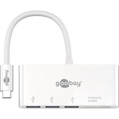 goobay-62097-usb-c-multiport-adapter-to-3x-usb-a-cardreader-white