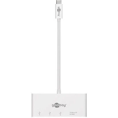 goobay-62097-usb-c-multiport-adapter-to-3x-usb-a-cardreader-white