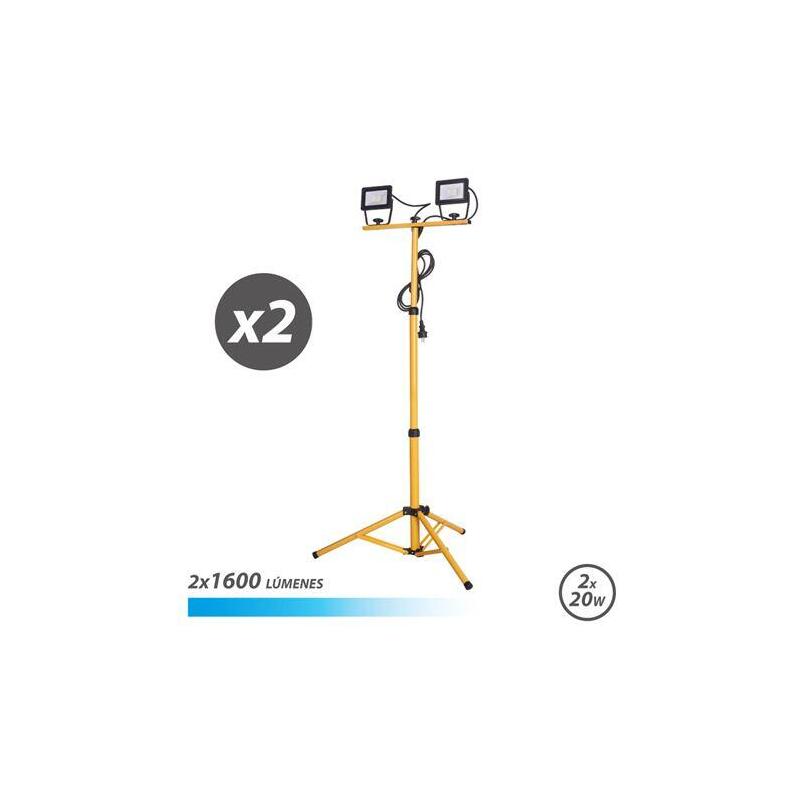 elbat-foco-led-con-tripode-2-x-20w-1600-lumenes-6500k-luz-fria-cable-de-3m-ip65-para-uso-en-exterior