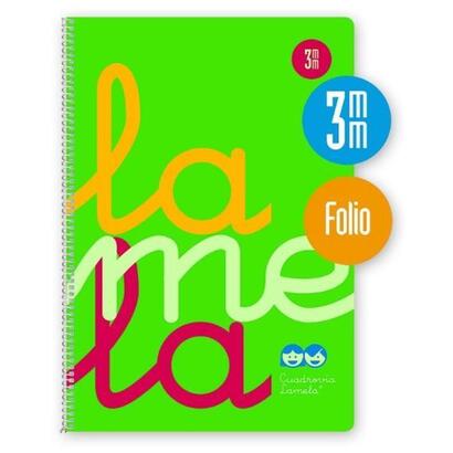 pack-de-5-unidades-lamela-cuaderno-espiral-80h-folio-90gr-cuadrovia-3mm-cmargen-cubierta-pp-verde-fluorescente
