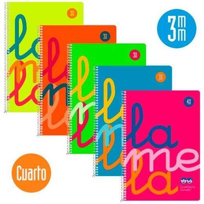 pack-de-5-unidades-lamela-cuaderno-espiral-80h-4-90gr-cuadrovia-3mm-cmargen-cubierta-pp-csurtidos-fluorescentes